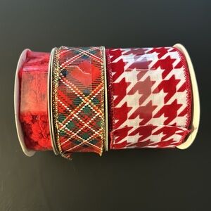 NEW: Celebrate It 3x Holiday Christmas Craft Ribbons - Pom Pom Plaid Houndstooth